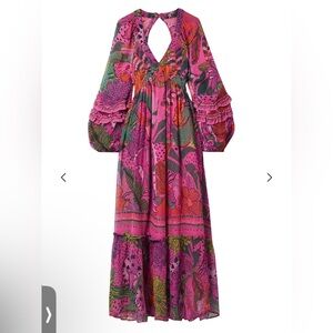 Farm Rio x Anthropologie Cool Leopard Long Sleeve Maxi Dress size XXS NWT